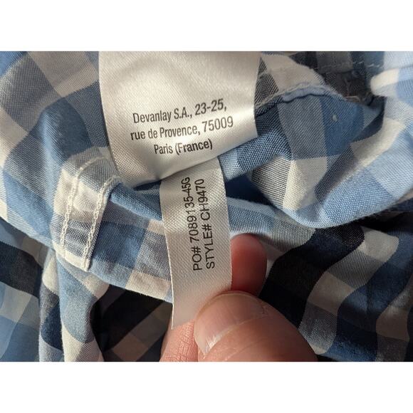 Lacoste Mens Checked Regular Fit Button Down Shirt Size 46 XL Cotton Blue White - Picture 4 of 7